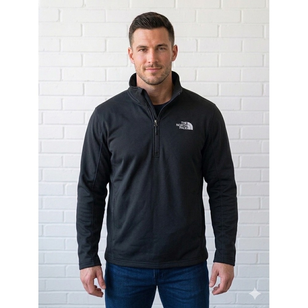 The North Face Mens Black Quarter Zip pullover Jacket shirt Large